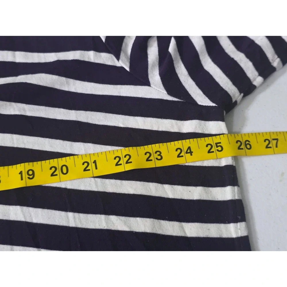 Coldwater Creek Navy Blue White Striped Single Button Cardigan 2X 20-22 Supima